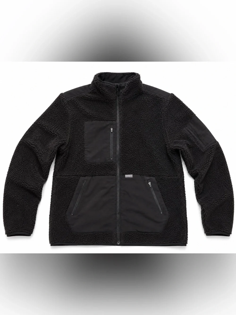 FIGS On-Shift High Pile Sherpa Jacket Black Size Medium Full Zip Fleece